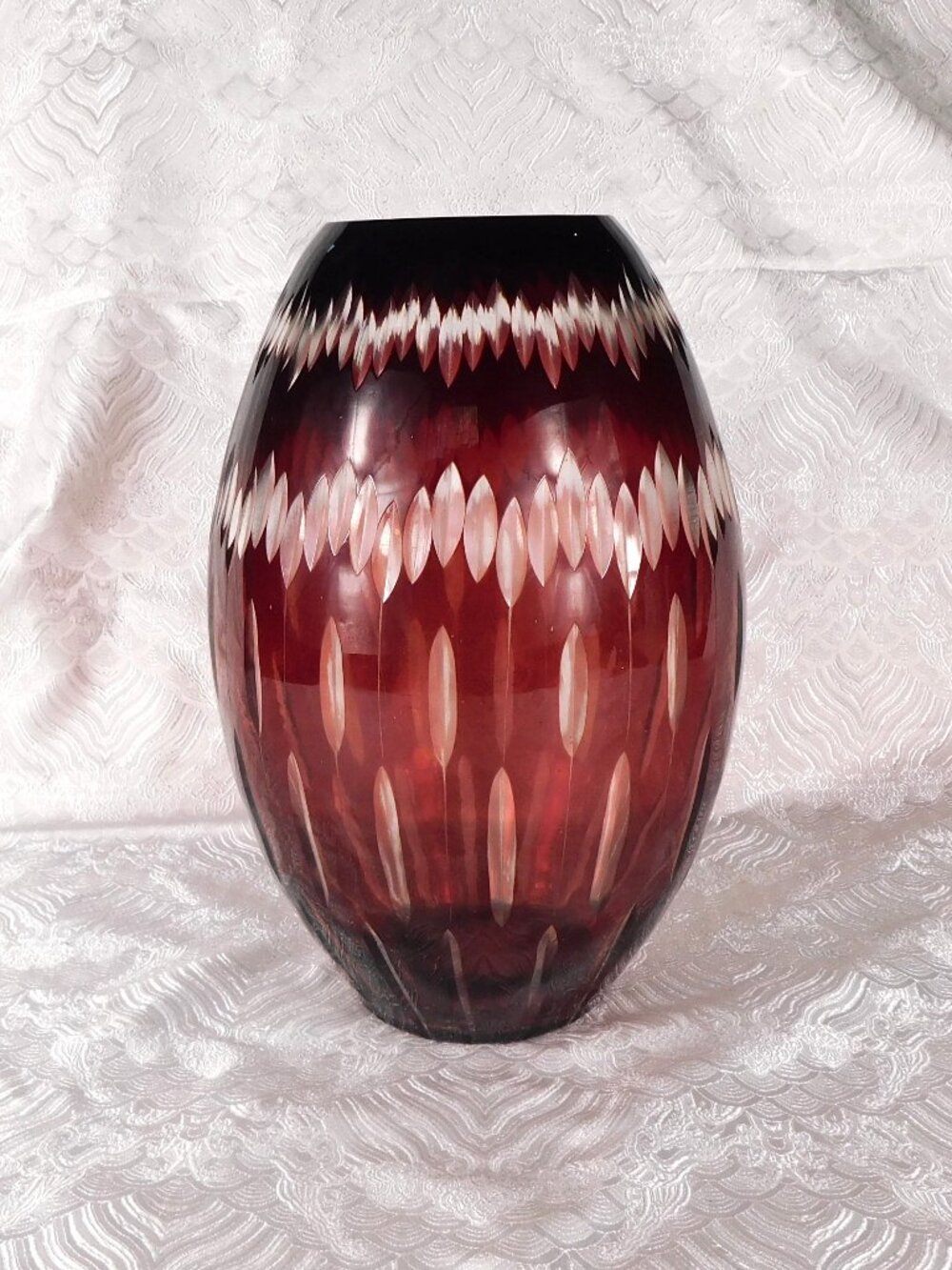 Large Red Cut to Clear Vase # 27656